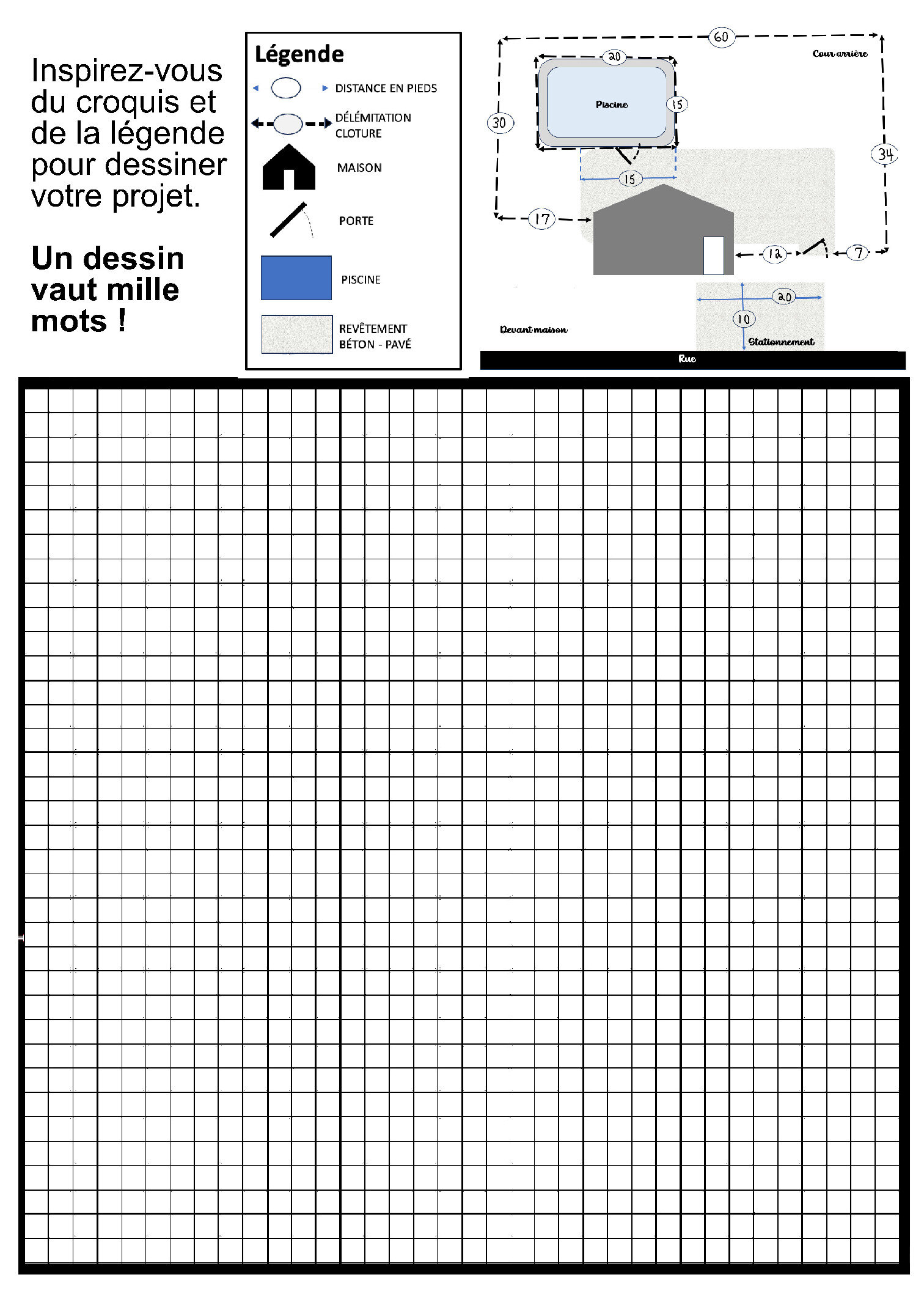 Plan dessin cloture vs maison petit